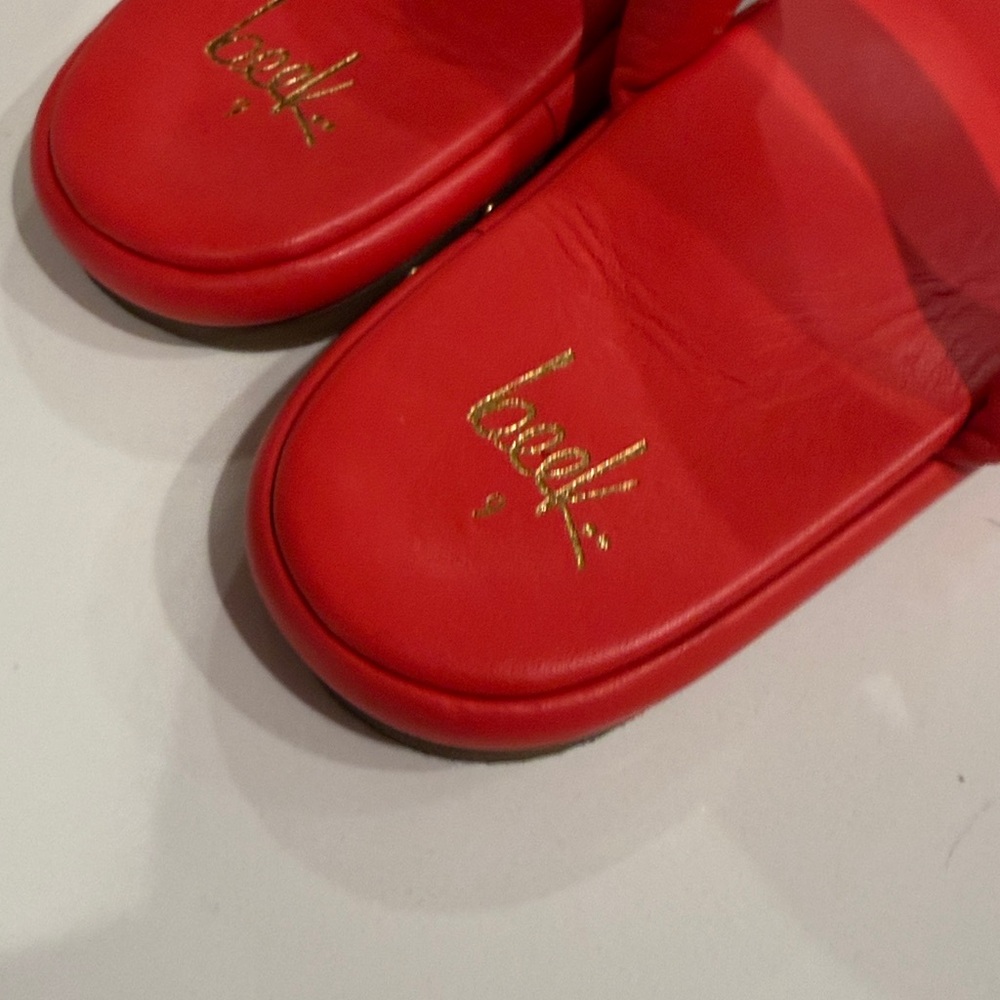 Bold Red Women's Slide Sandals. Beek - Picture 3 of 4